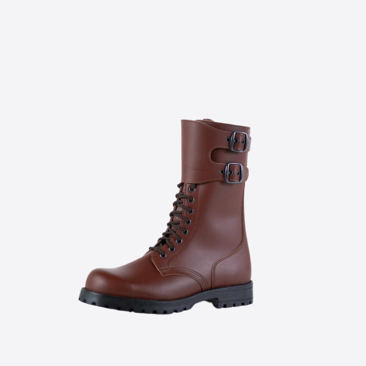 Samelin light brown leather boots with buckles and sturdy rubber soles for comfort and style