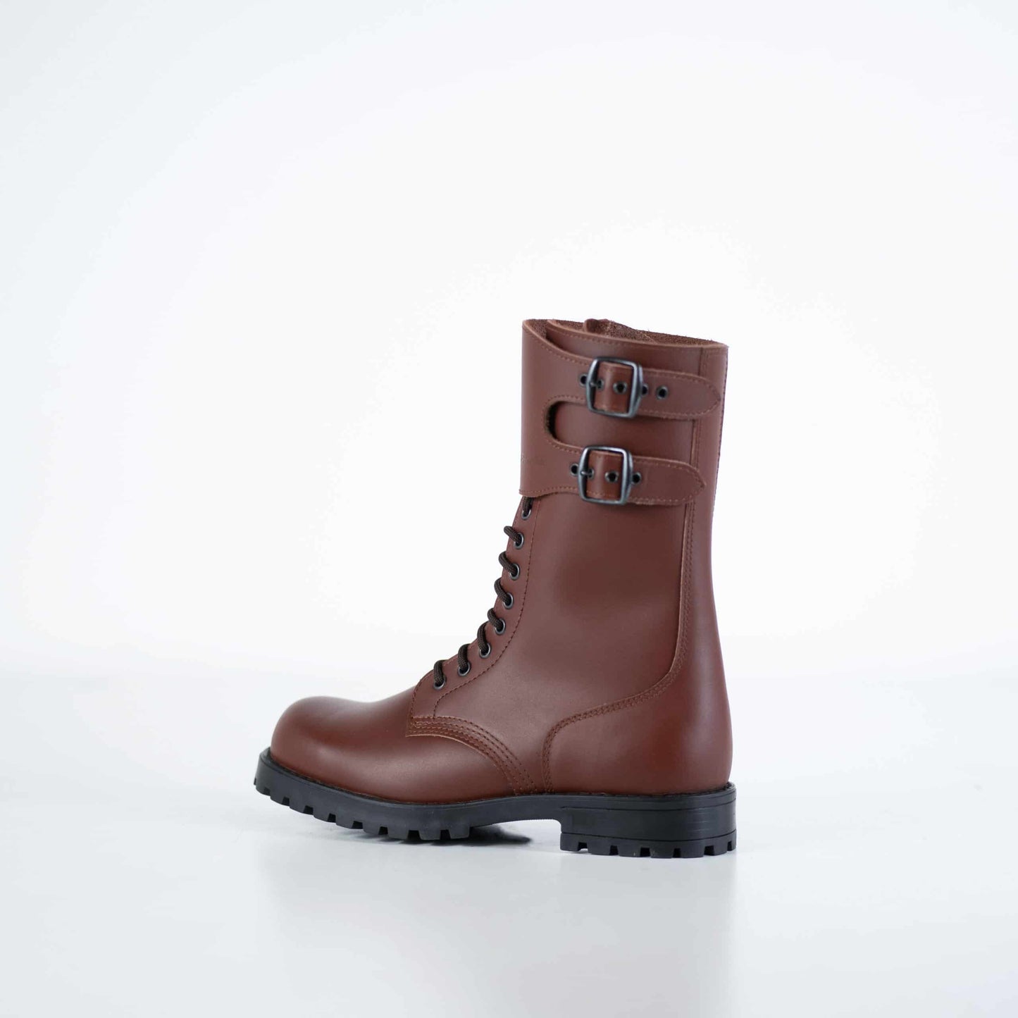 Samelin light brown leather boots with buckle and lace-up design for stylish comfort