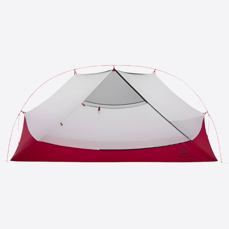 MSR three person lightweight tent for bike trips with spacious interior and breathable mesh panels