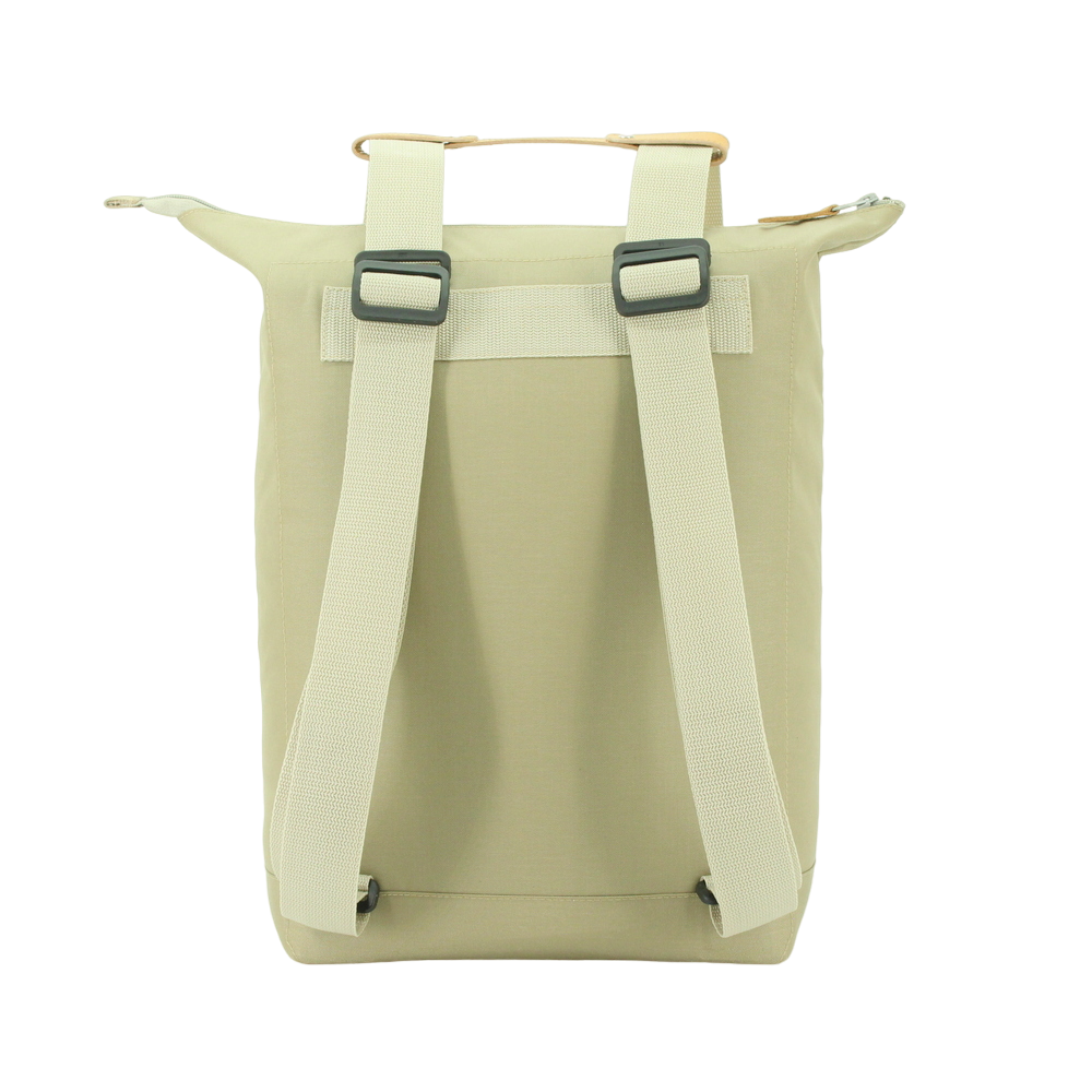 Noel sand color backpack with adjustable straps and roll-top closure for daily use
