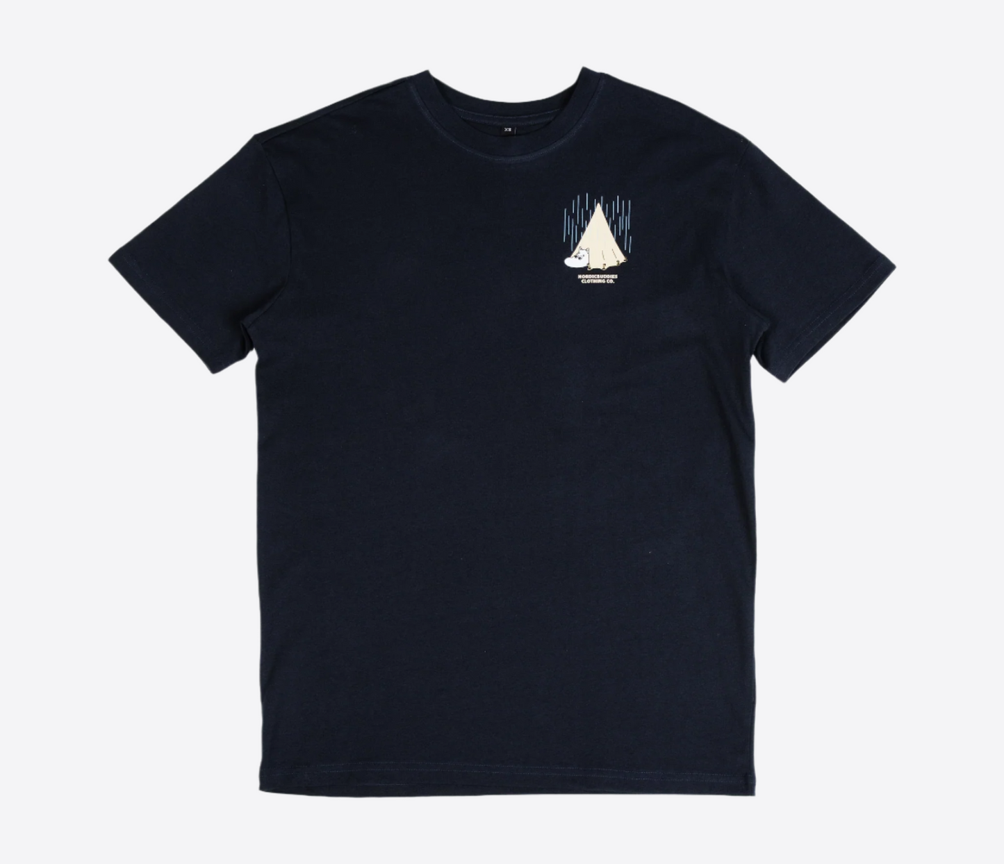 Moomin by NordicBuddies adventure t-shirt dark blue featuring a playful mountain illustration