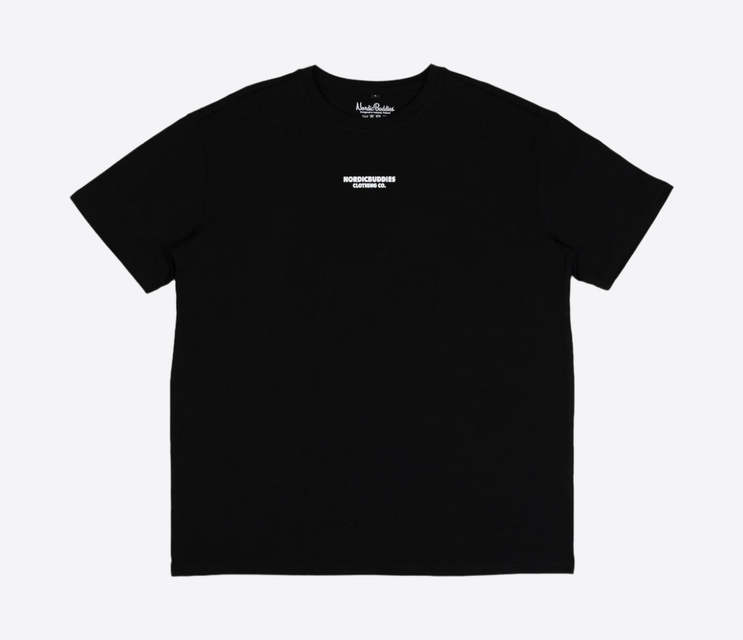 Moomin by NordicBuddies Snufkin fishing t-shirt in black, featuring a minimalist design