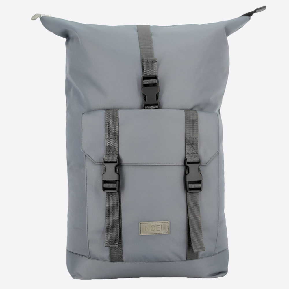 Noel durable everyday backpack in gray with adjustable straps and secure buckle closure