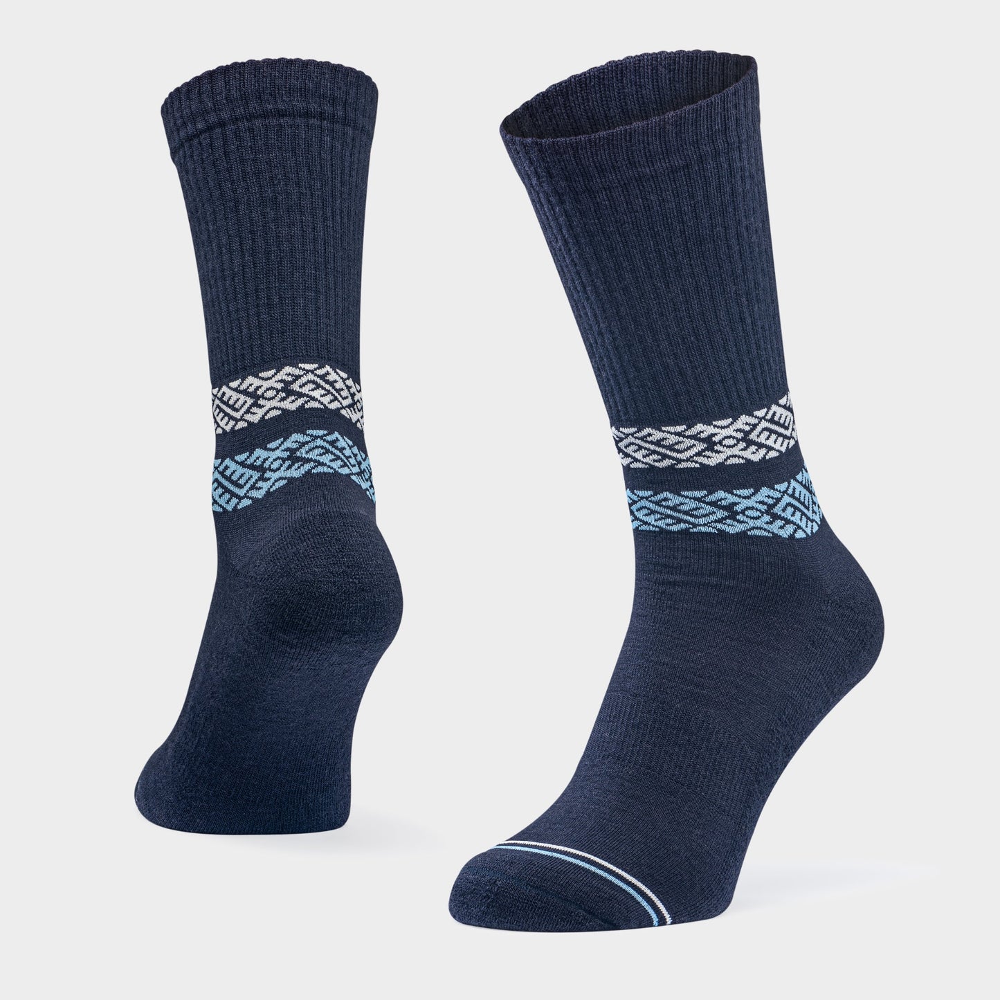 Everyday Merino Wool Socks, Unisex - White and Blue