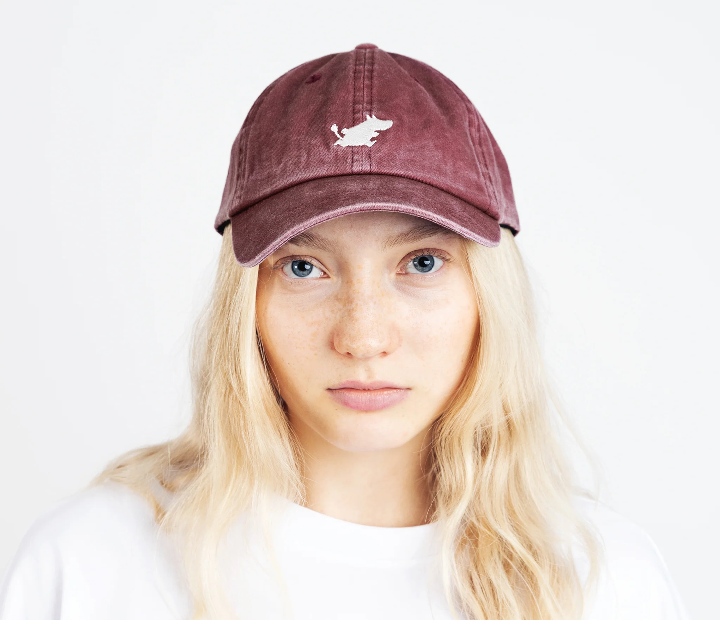 Washed Denim Adult Cap - Burgundy