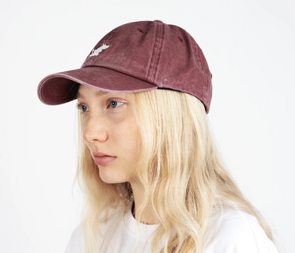 Washed Denim Adult Cap - Burgundy