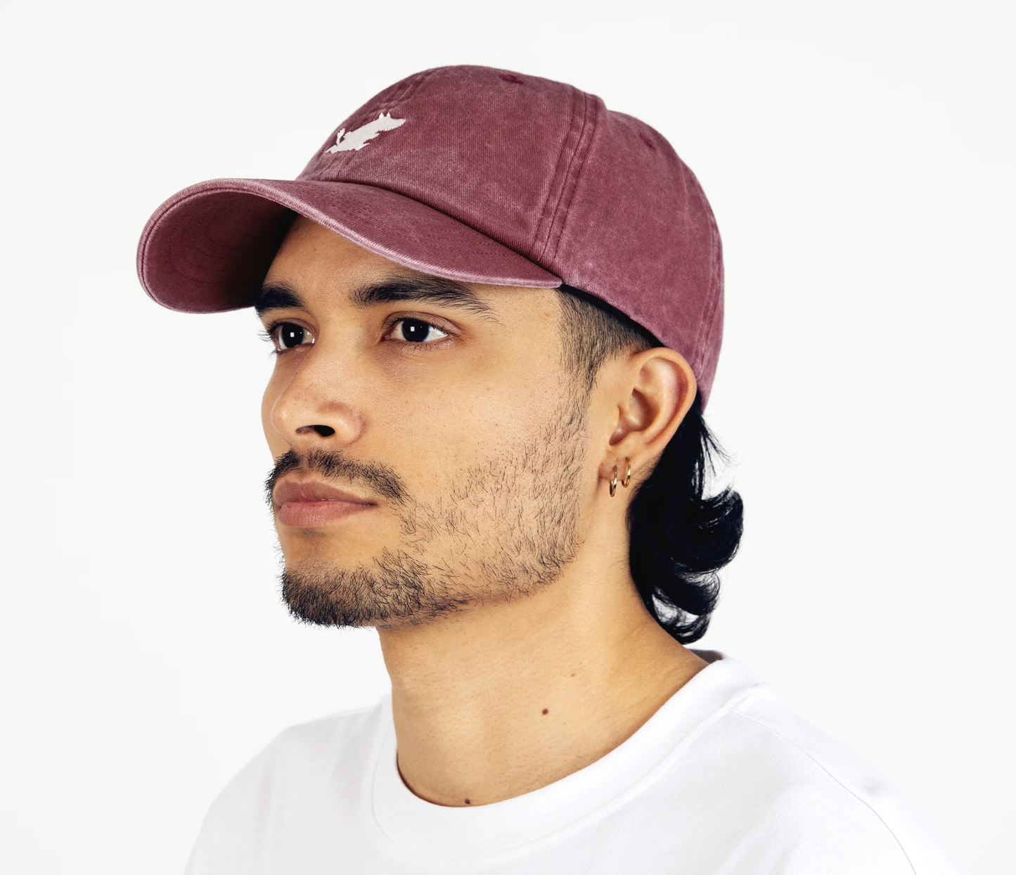 Washed Denim Adult Cap - Burgundy