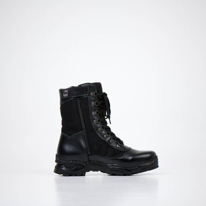 Samelin black desert boots with zipper featuring a sturdy design and lace-up front for durability