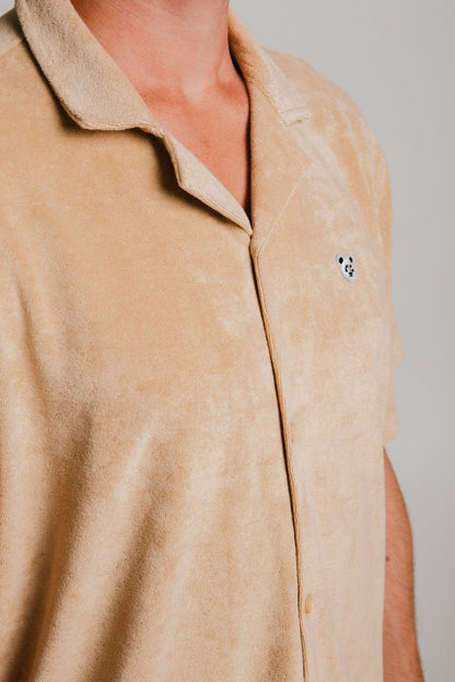 Sossu light brown panda t-shirt with soft fabric and small panda logo on chest