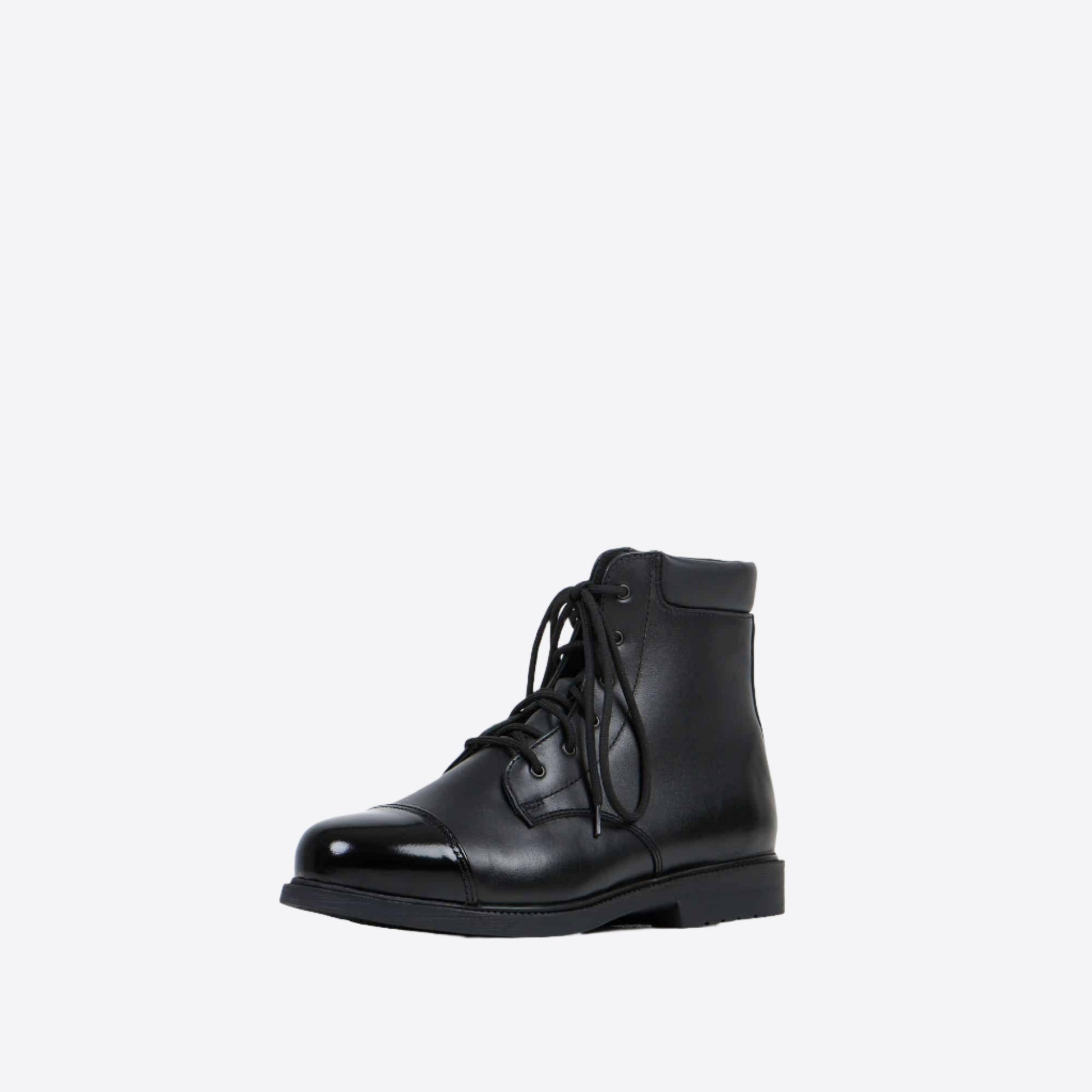 Samelin durable outdoor footwear black leather boots with sturdy lace-up design and comfortable sole
