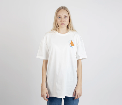 Moomin adventure t-shirt white featuring a sailboat graphic for casual wear
