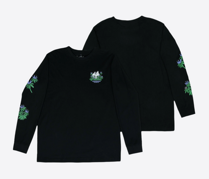 Black hide and seek long sleeves moomintroll t-shirt by Moomin with floral sleeve designs