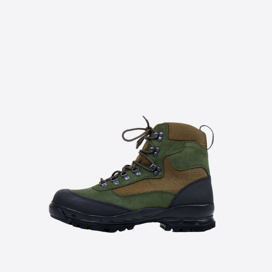 Samelin green and brown ankle hiking boots, waterproof hiking boots with rugged sole and metal eyelets for trail use