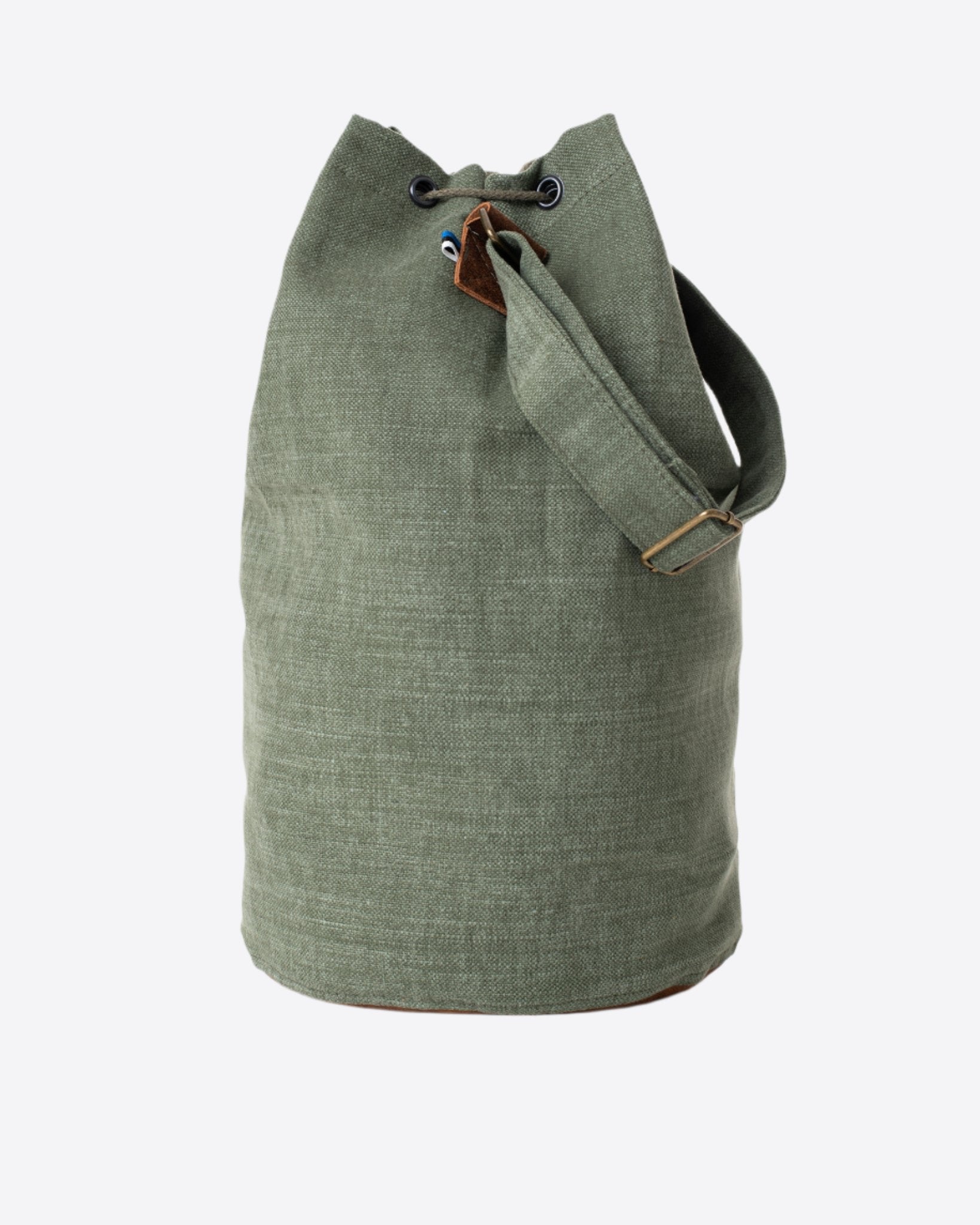 Trendbag stylish everyday backpack in green fabric with drawstring closure and adjustable strap