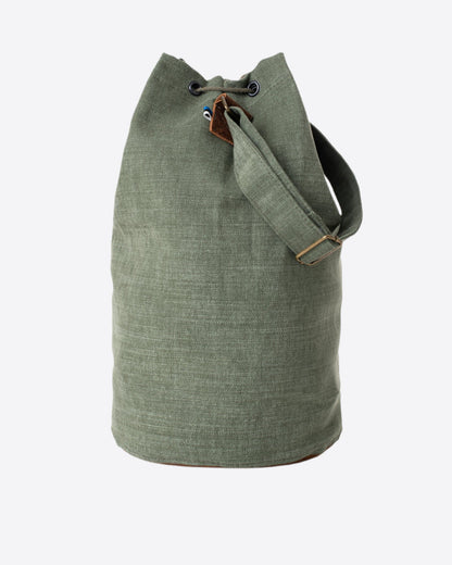 Trendbag stylish everyday backpack in green fabric with drawstring closure and adjustable strap