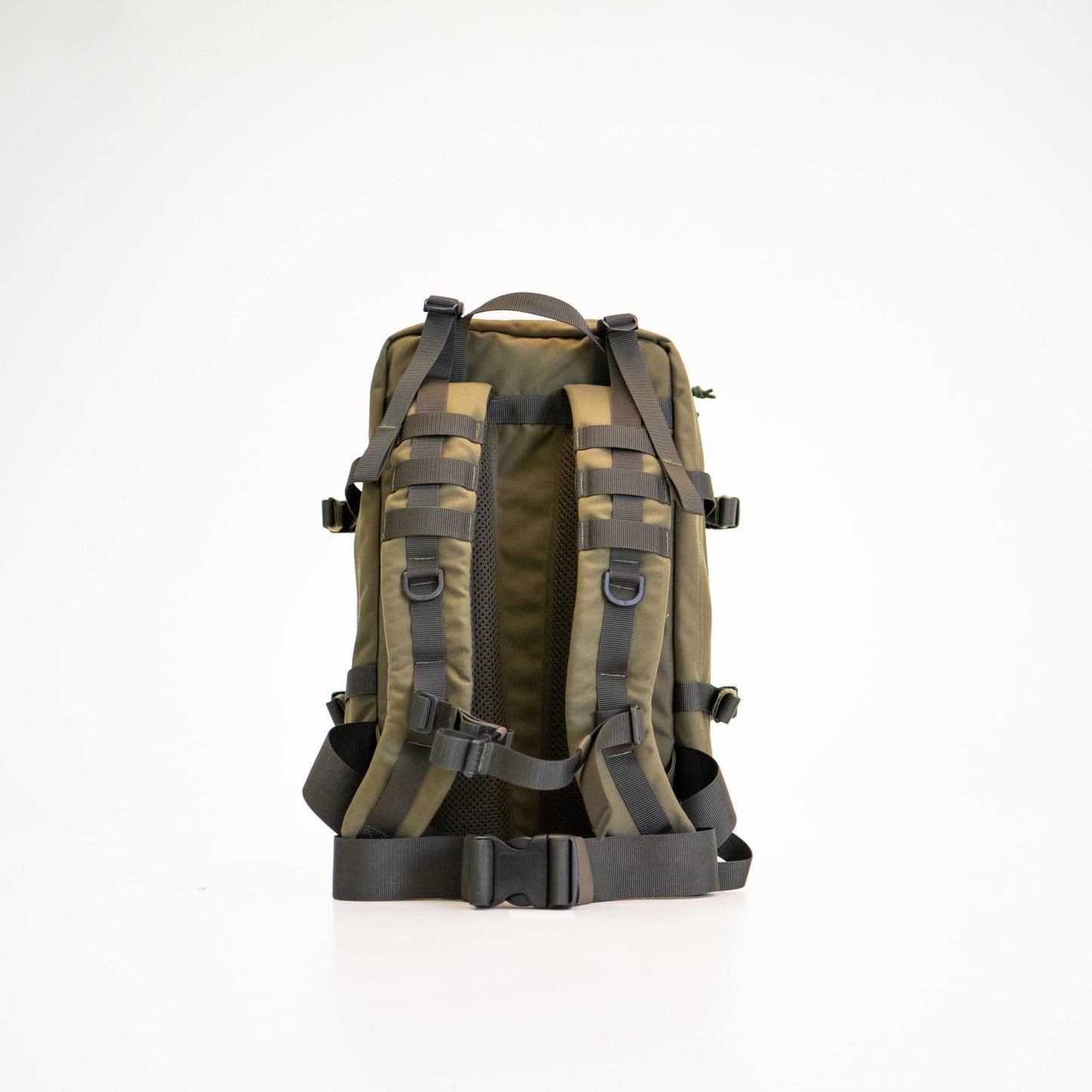 Galvi Linda tactical hiking backpack in olive green with adjustable padded shoulder straps and chest buckle