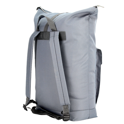 Noel durable everyday backpack in grey with padded shoulder straps and zipper closure